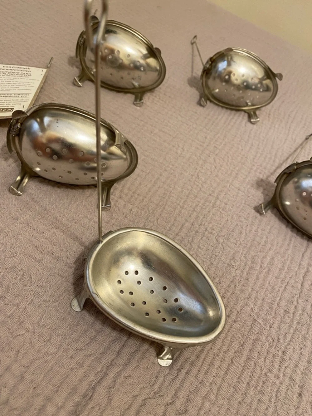 COMBRICHON Vintage Silver Egg Poachers Set - 5 Pieces
